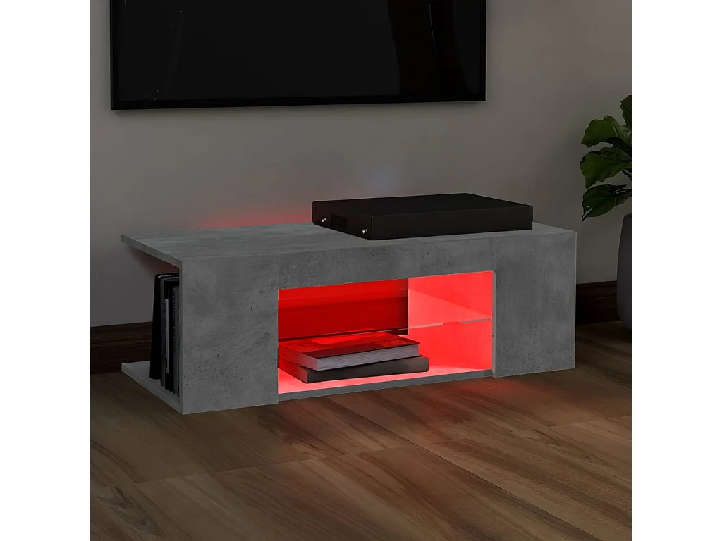 Crijn  Meuble TV avec lumières LED gris béton 90x39x30 cm