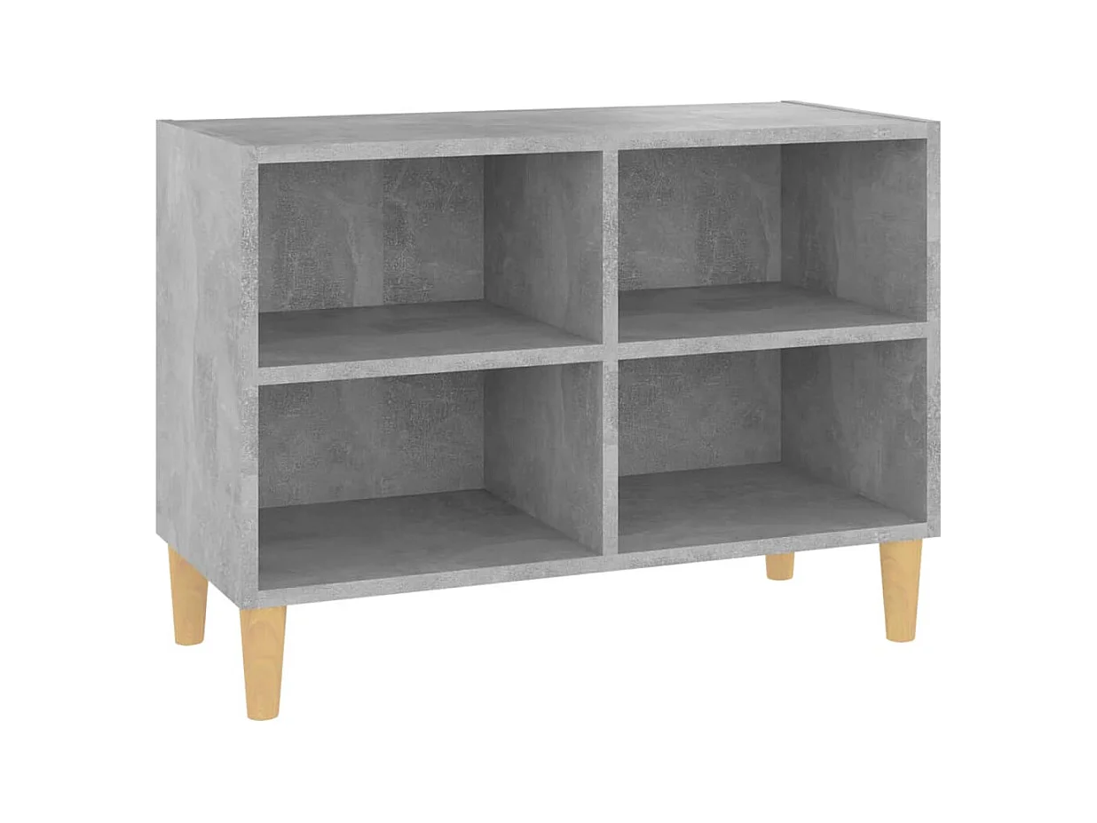 Bridgeville  Meuble TV avec pieds en bois massif Gris béton 69,5x30x50 cm