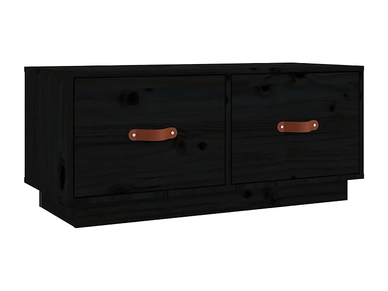 Rorik  Meuble TV Noir 80x34x35 cm Bois de pin massif