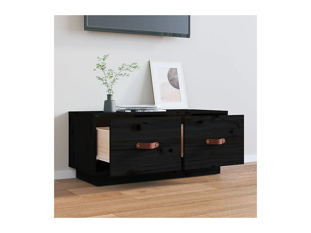 Rorik  Tv-meubel 80x34x35 cm massief grenenhout zwart