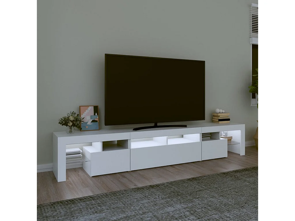 Tahlequah  Meuble TV avec lumières LED Blanc 230x36,5x40 cm