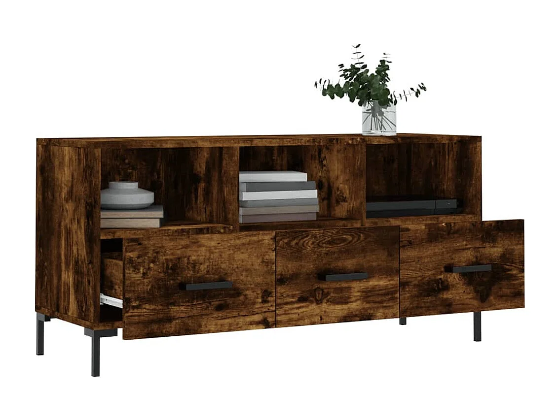 Évreux  Meuble TV chêne fumé 102x36x50 cm bois d'ingénierie