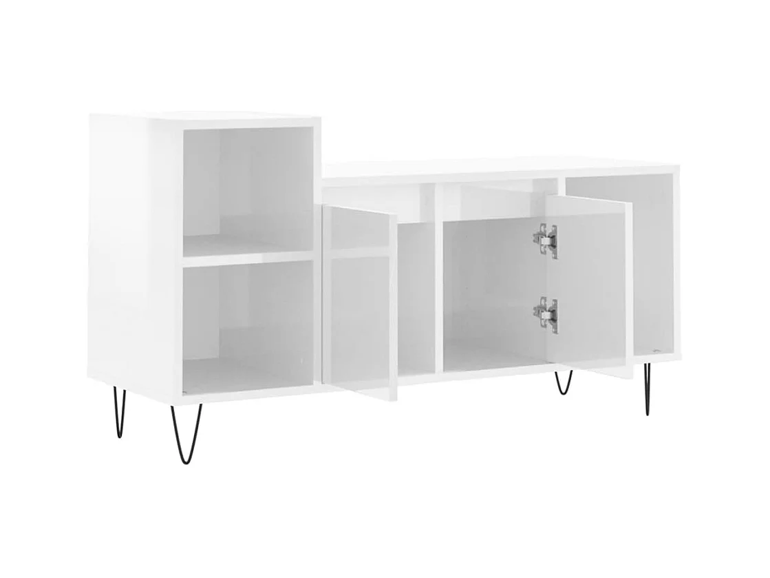 Erinor  Meuble TV Blanc brillant 100x35x55 cm Bois d'ingénierie