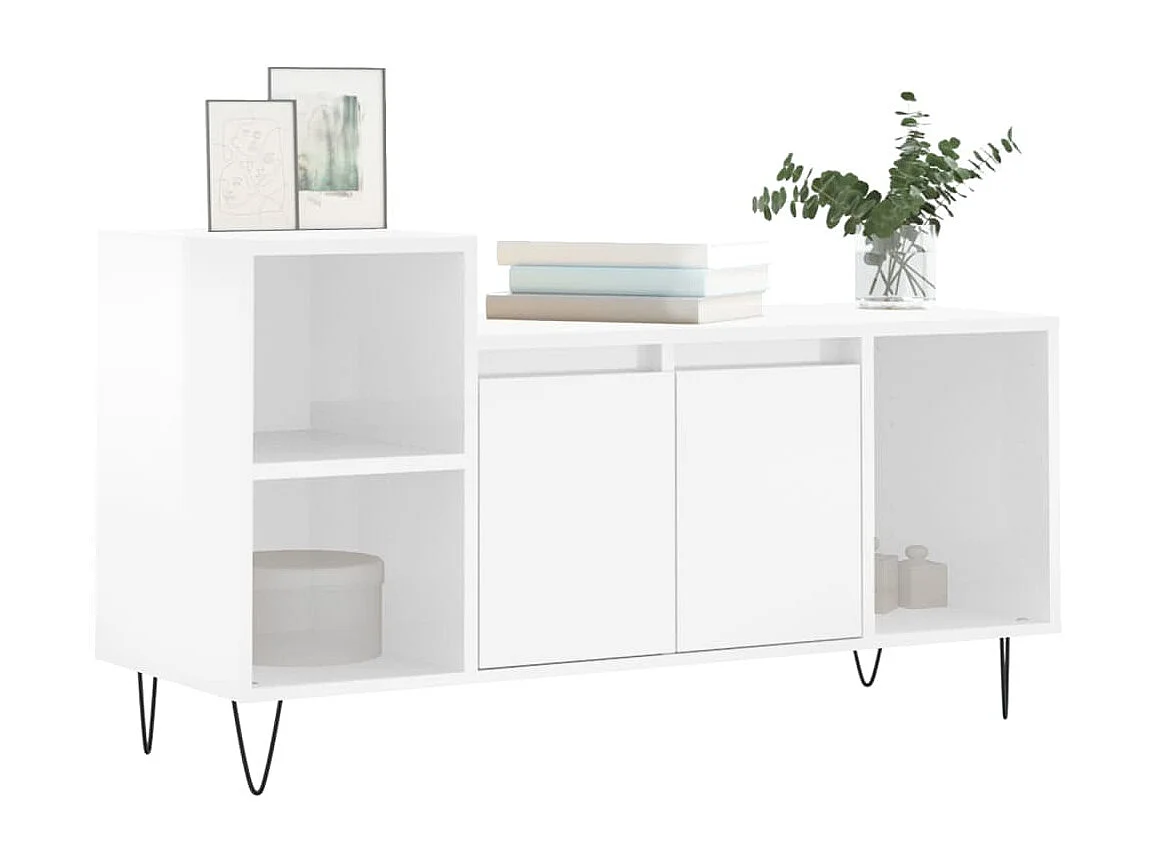 Erinor  Meuble TV Blanc brillant 100x35x55 cm Bois d'ingénierie