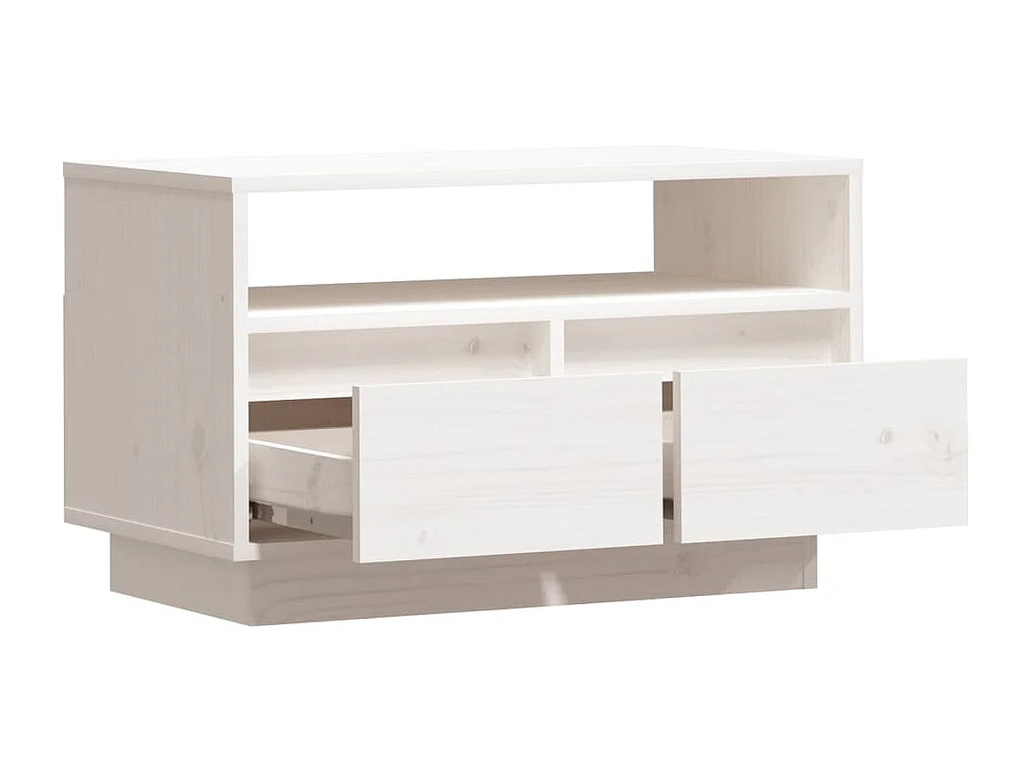 Bemidji  Meuble TV Blanc 60x35x37 cm Bois de pin massif