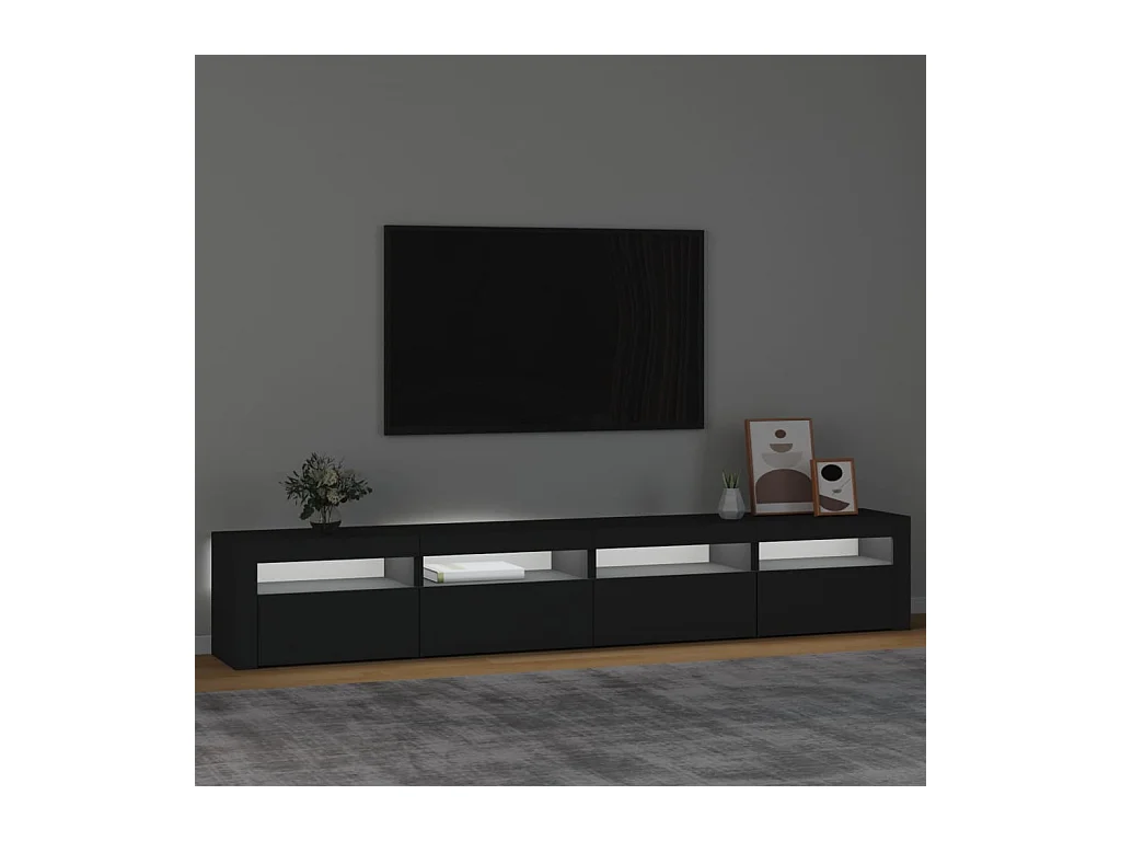 Cincinnatus  Meuble TV avec lumières LED Noir 240x35x40 cm