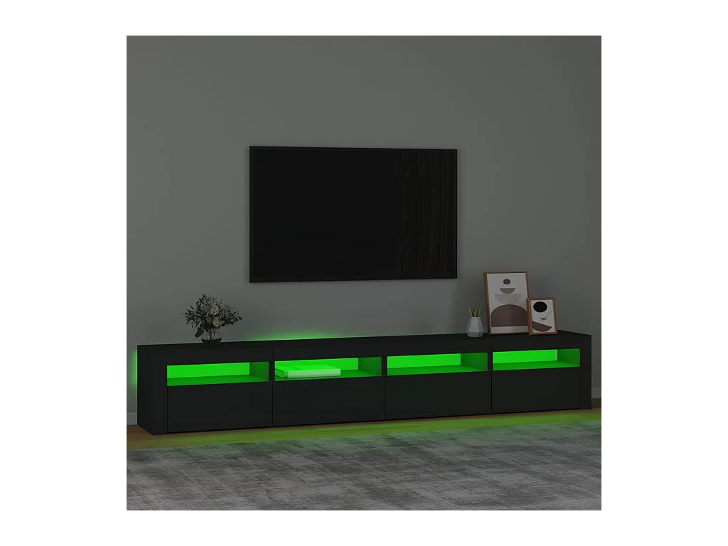 Cincinnatus  Meuble TV avec lumières LED Noir 240x35x40 cm