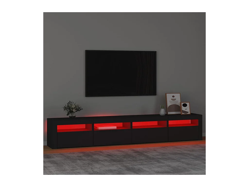 Cincinnatus  Meuble TV avec lumières LED Noir 240x35x40 cm