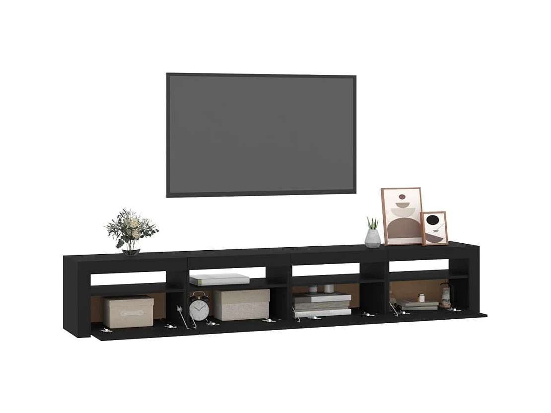 Cincinnatus  Meuble TV avec lumières LED Noir 240x35x40 cm
