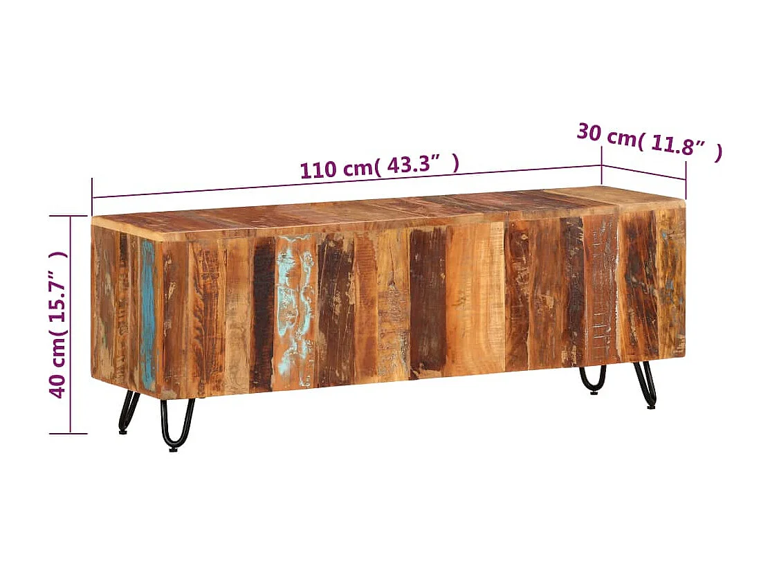 Garden Furniture -  Meuble TV 110x30x40 cm Bois massif de récupération