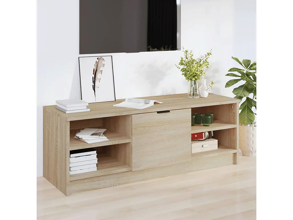 Hilrik  Mueble de TV madera contrachapada color roble 102x35,5x36,5 cm