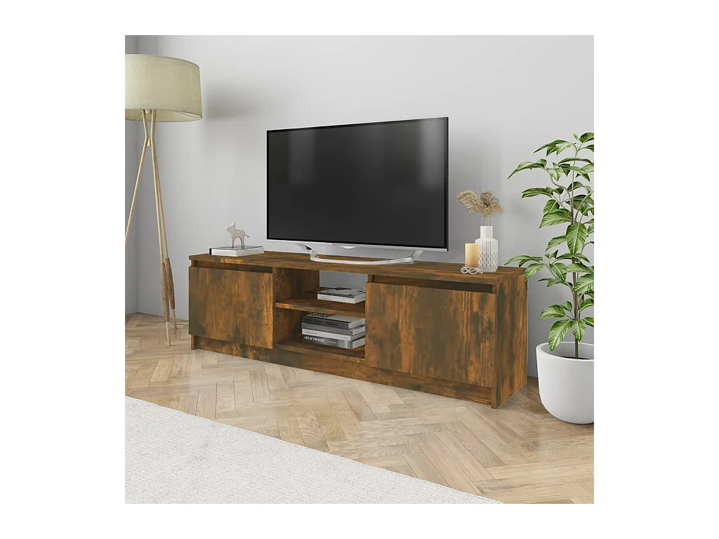 Gene Scott  Meuble TV Chêne fumé 120x30x35,5 cm Bois d'ingénierie