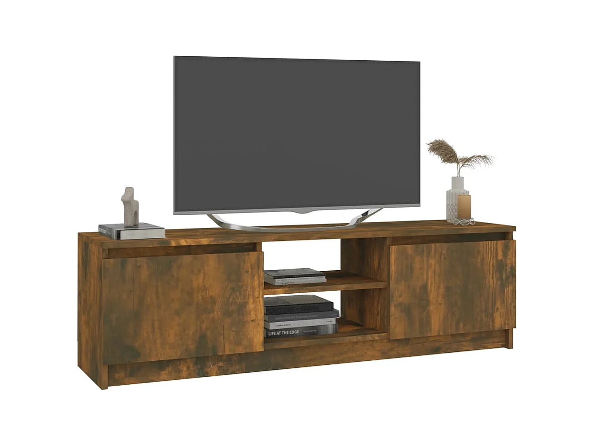 Gene Scott  Meuble TV Chêne fumé 120x30x35,5 cm Bois d'ingénierie