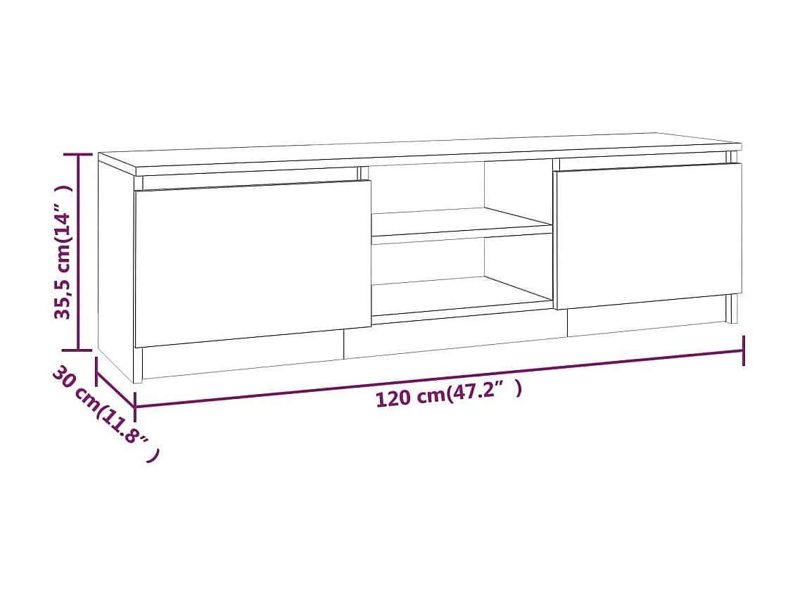 Gene Scott  Meuble TV Chêne fumé 120x30x35,5 cm Bois d'ingénierie