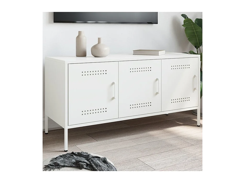 Yelda  Meuble TV blanc 100,5x39x50,5 cm acier