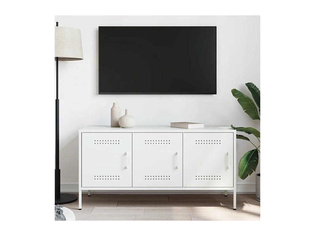 Yelda  Meuble TV blanc 100,5x39x50,5 cm acier