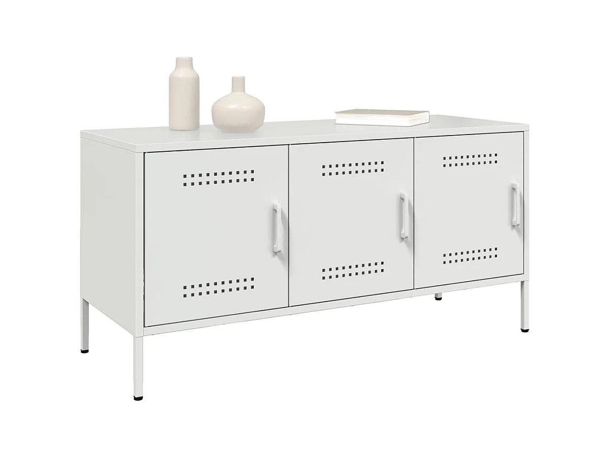 Yelda  Meuble TV blanc 100,5x39x50,5 cm acier