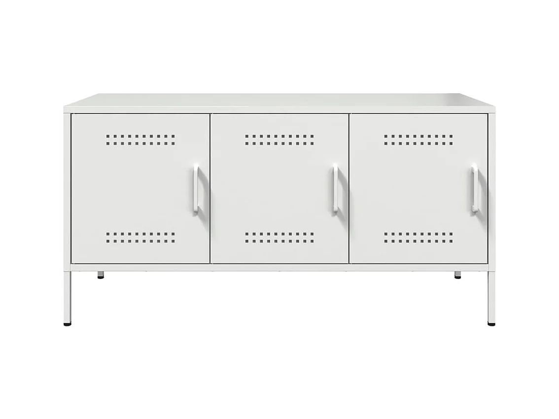 Yelda  Meuble TV blanc 100,5x39x50,5 cm acier