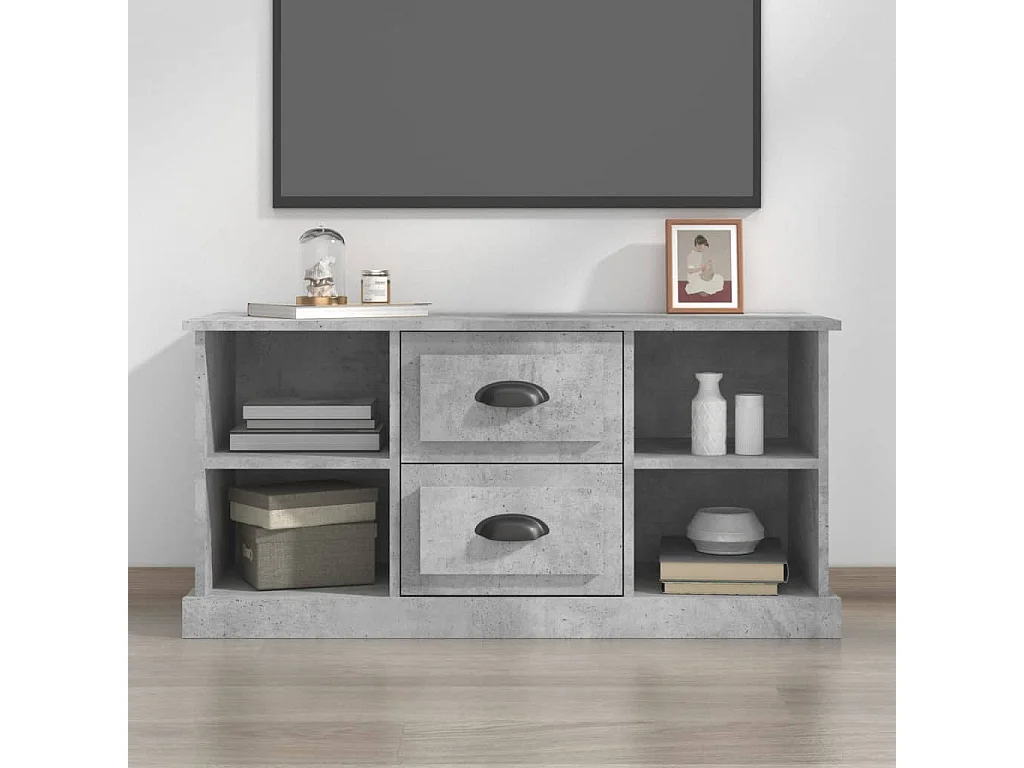 Dralinor  Meuble TV gris béton 99,5x35,5x48 cm bois d'ingénierie