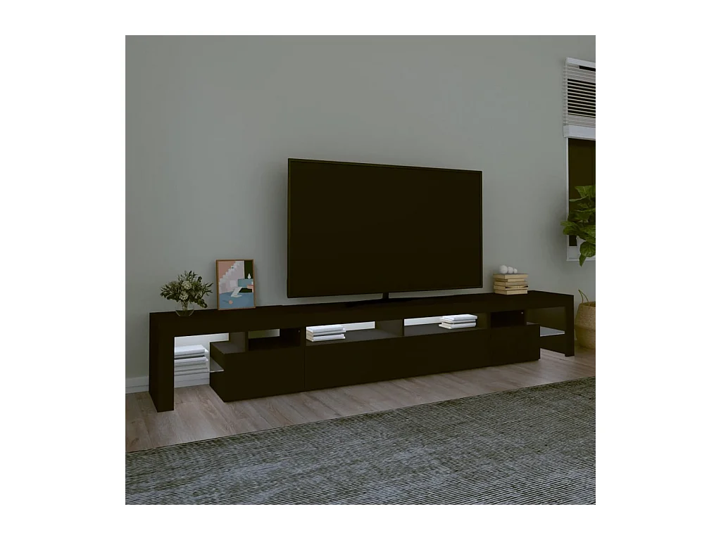 Tahlequah  Meuble TV avec lumières LED Noir 260x36,5x40 cm