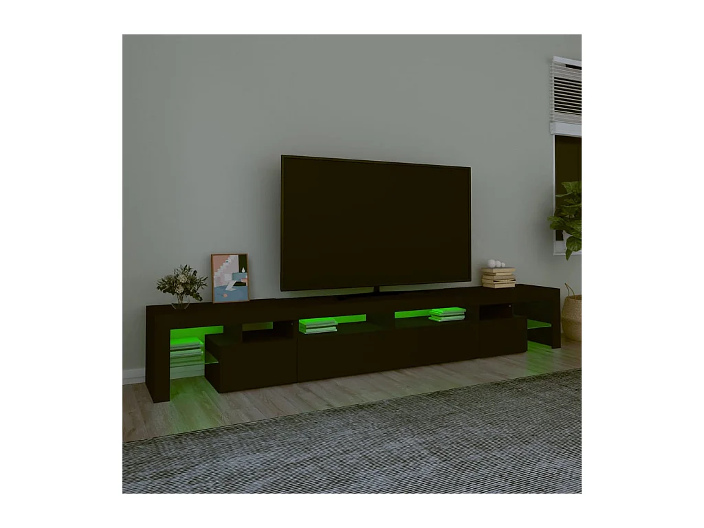 Tahlequah  Meuble TV avec lumières LED Noir 260x36,5x40 cm