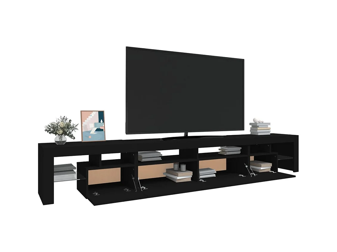 Tahlequah  Meuble TV avec lumières LED Noir 260x36,5x40 cm