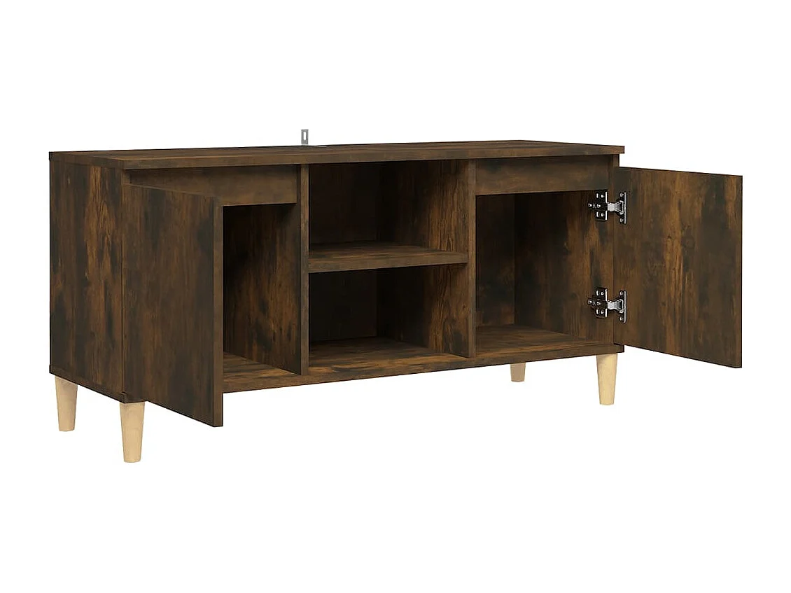 Xara  Meuble TV avec pieds en bois solide Chêne fumé 103,5x35x50 cm