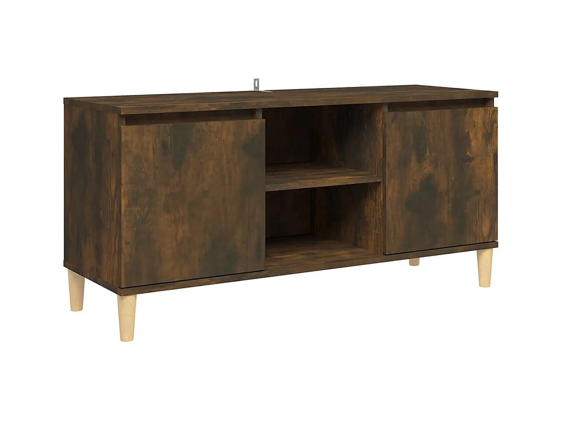 Xara  Meuble TV avec pieds en bois solide Chêne fumé 103,5x35x50 cm