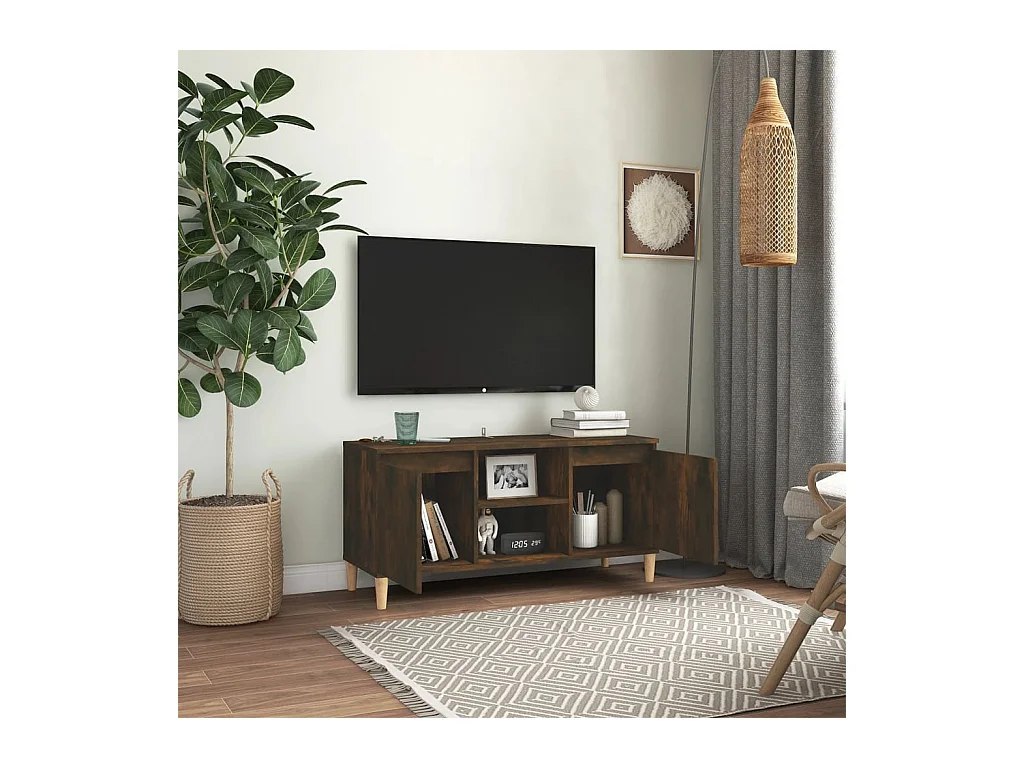 Xara  Tv-meubel met houten poten 103,5x35x50 cm gerookt eikenkleurig