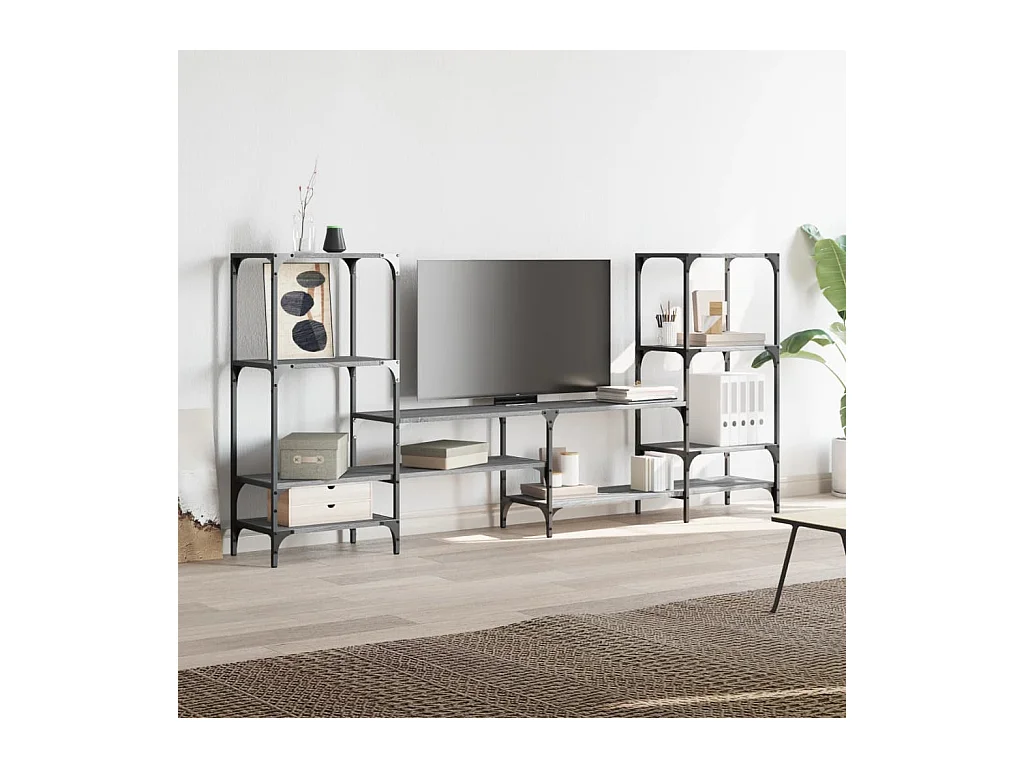 Cilyra  Meuble TV sonoma gris 206,5x28,5x95 cm bois d'ingénierie