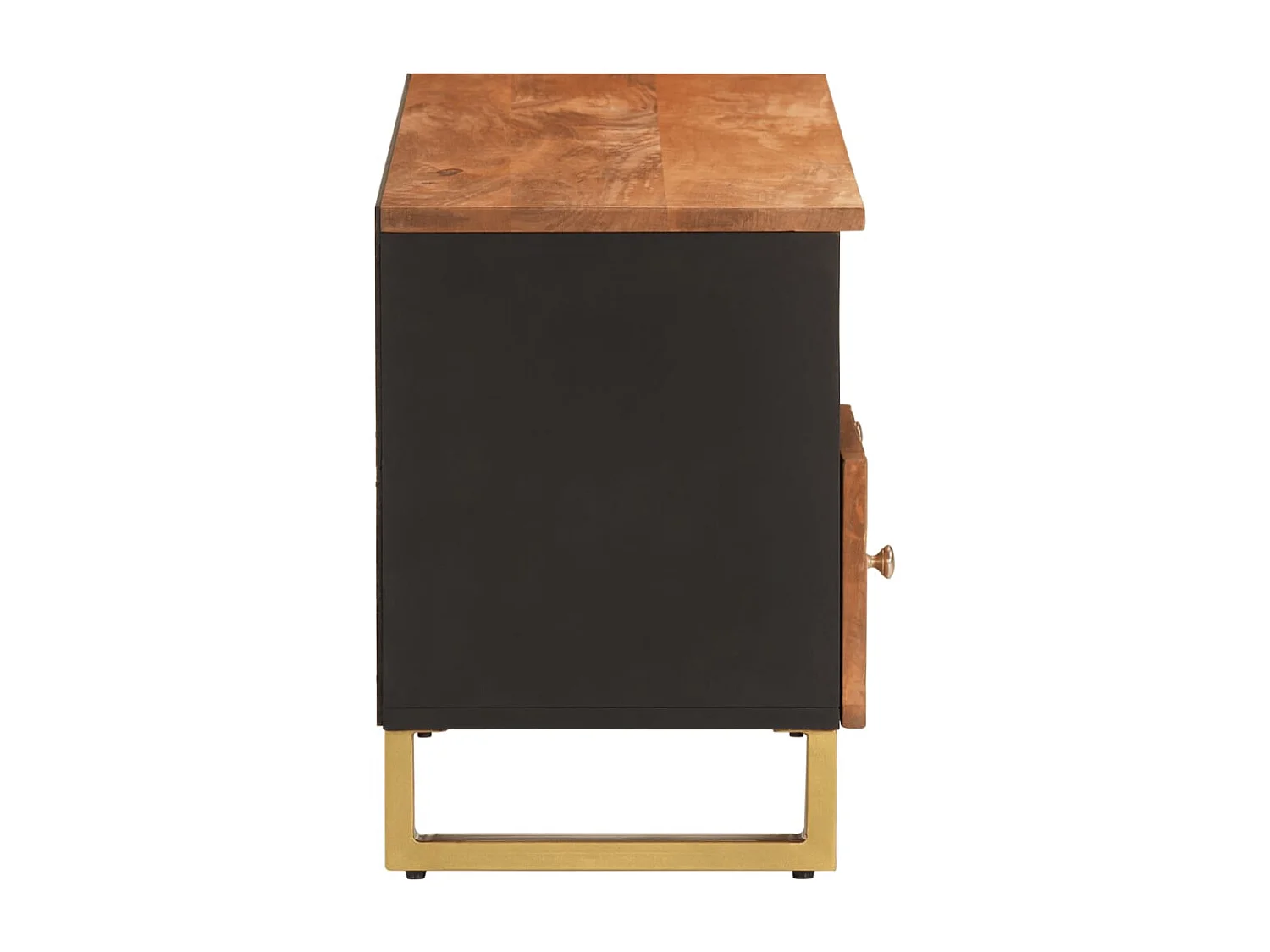 Garden Furniture -  Mueble de TV madera maciza mango marrón y negro 100x33,5x46 cm