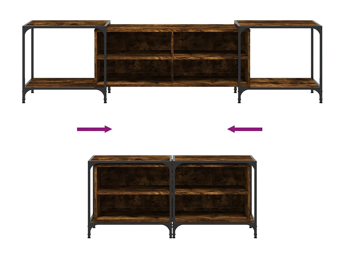 Celorna  Meuble TV chêne fumé 203x37x50 cm bois d'ingénierie
