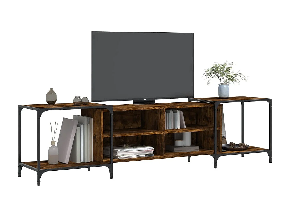 Celorna  Mueble de TV madera de ingeniería roble ahumado 203x37x50 cm