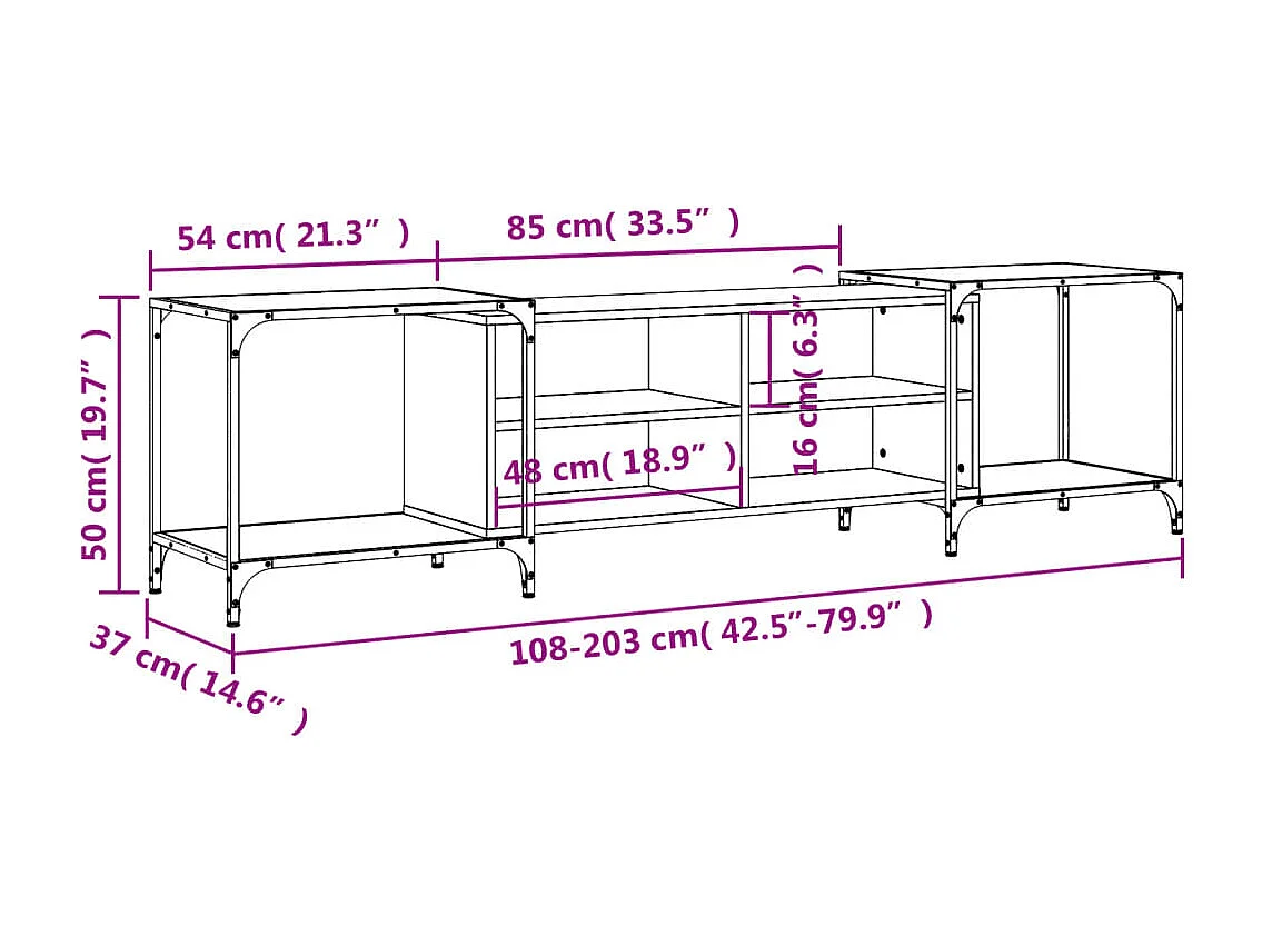 Celorna  Mueble de TV madera de ingeniería roble ahumado 203x37x50 cm