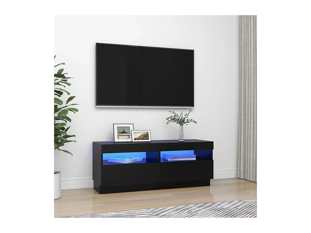 Roelant  Meuble TV avec lumières LED noir 100x35x40 cm