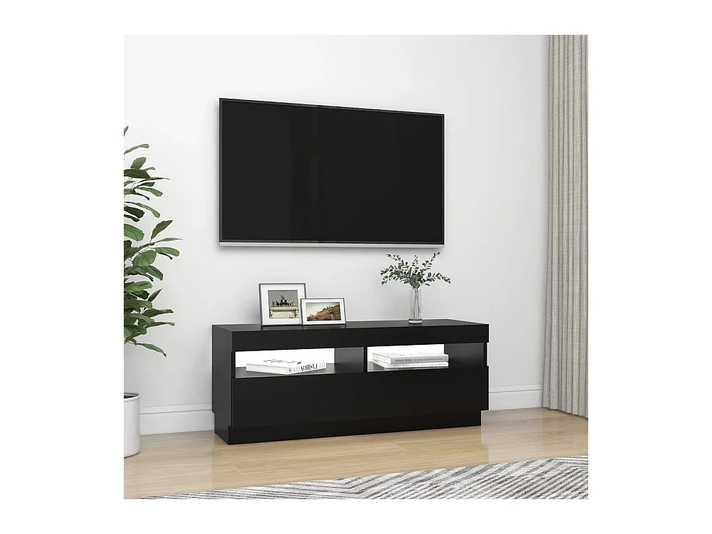 Roelant  Meuble TV avec lumières LED noir 100x35x40 cm