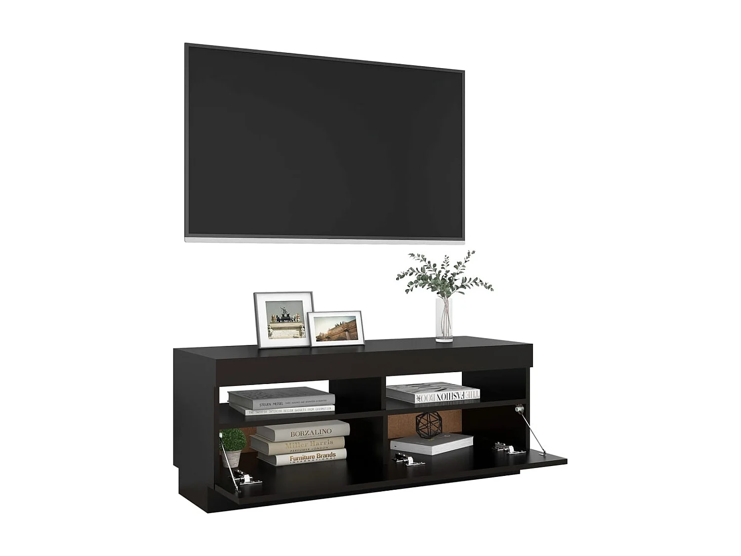 Roelant  Meuble TV avec lumières LED noir 100x35x40 cm