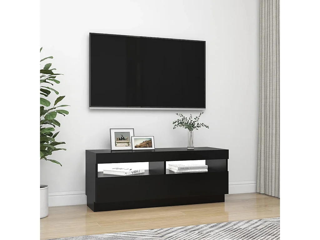 Roelant  Meuble TV avec lumières LED noir 100x35x40 cm