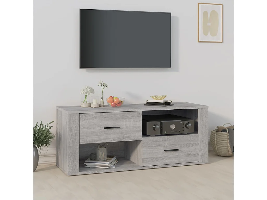Xyra  Mueble de TV madera contrachapada gris Sonoma 100x35x40 cm