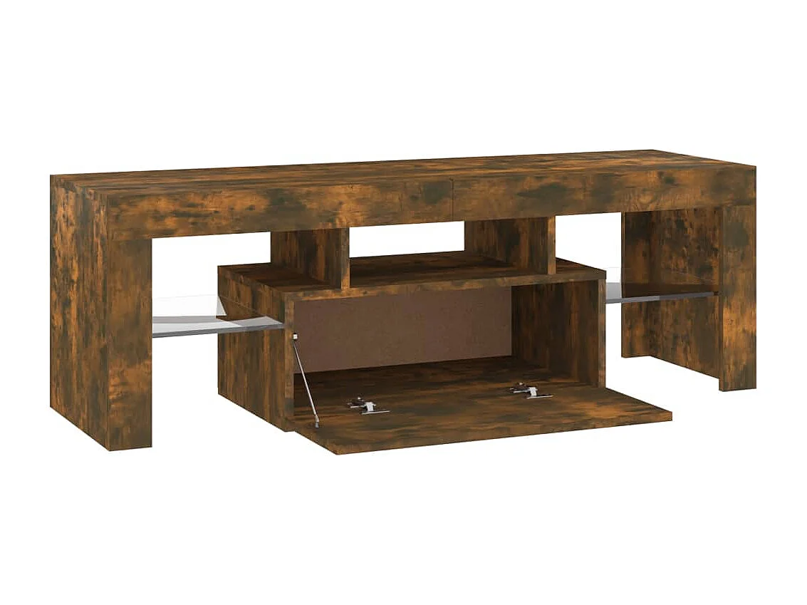 Aiden  Meuble TV avec lumières LED chêne fumé 120x35x40 cm