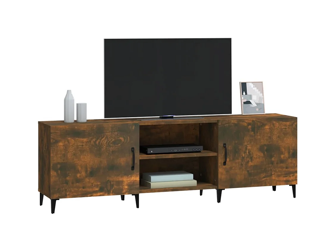 Aglish  Meuble TV chêne fumé 150x30x50 cm bois d'ingénierie