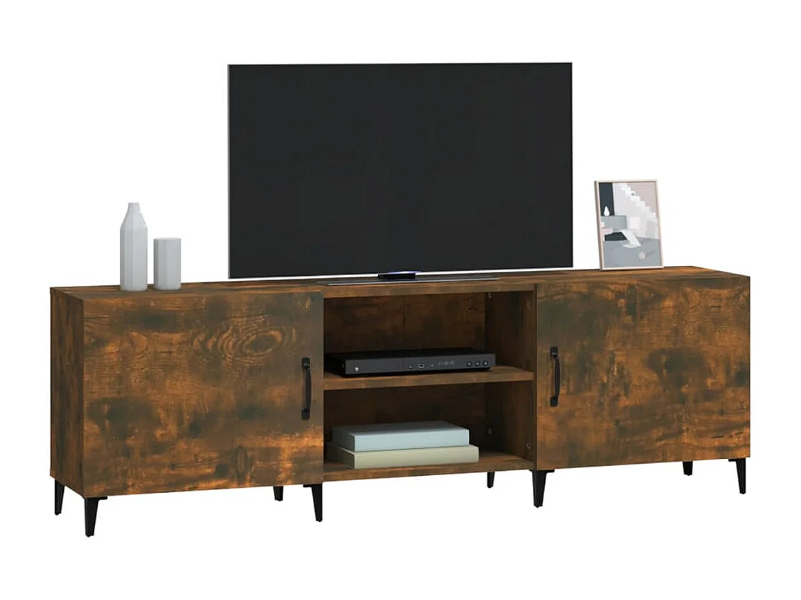 Aglish  Meuble TV chêne fumé 150x30x50 cm bois d'ingénierie