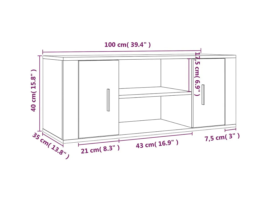 Åse Kristine  Mueble para TV madera contrachapada negra 100x35x40 cm