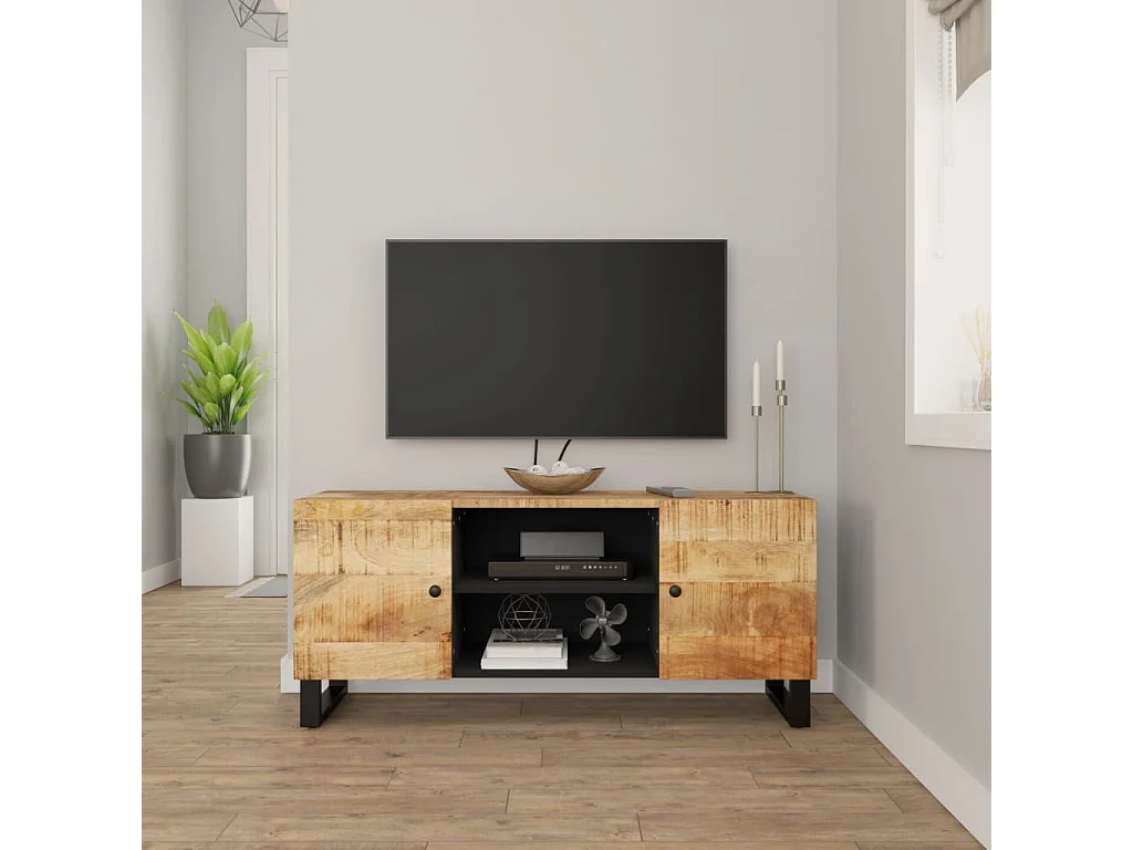Grimdun  Meuble TV 105x33x46 cm Bois massif de manguier