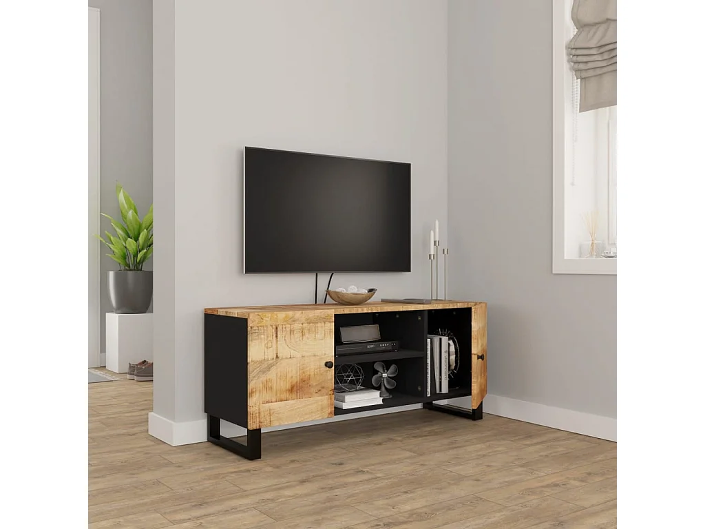 Grimdun  Meuble TV 105x33x46 cm Bois massif de manguier