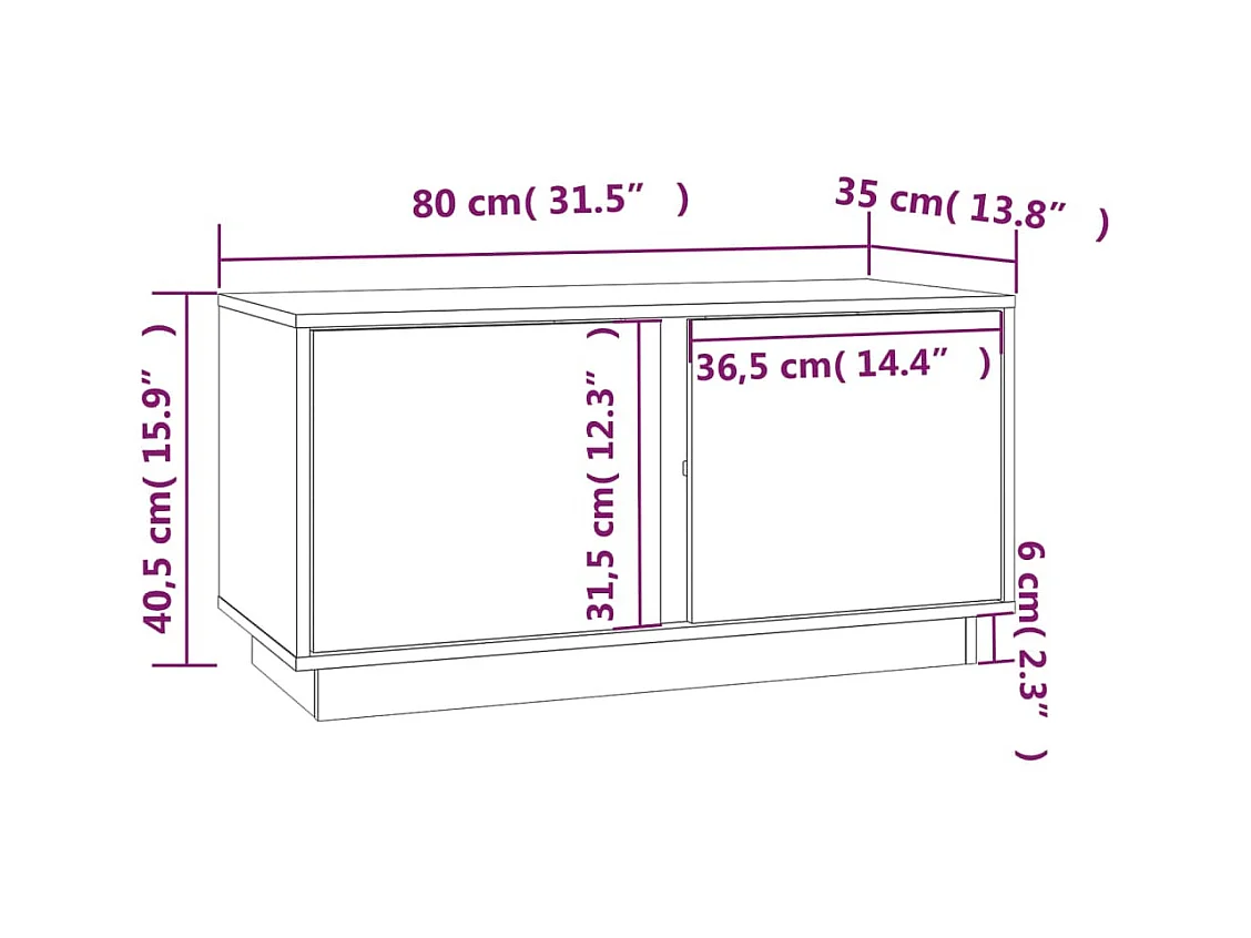 Seliron  Tv-meubel 80x35x40,5 cm massief grenenhout
