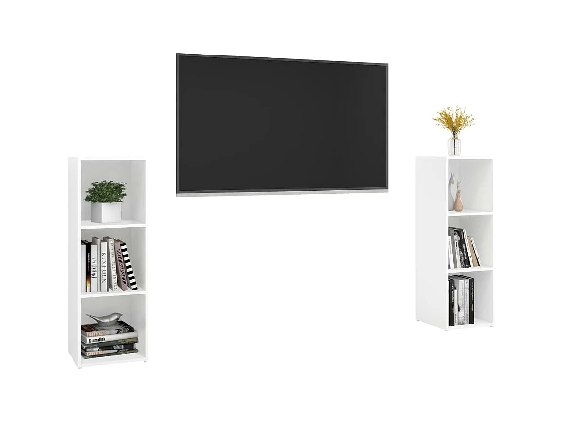 Helene  Meubles TV 2 pcs Blanc 107x35x37 cm Bois d'ingénierie