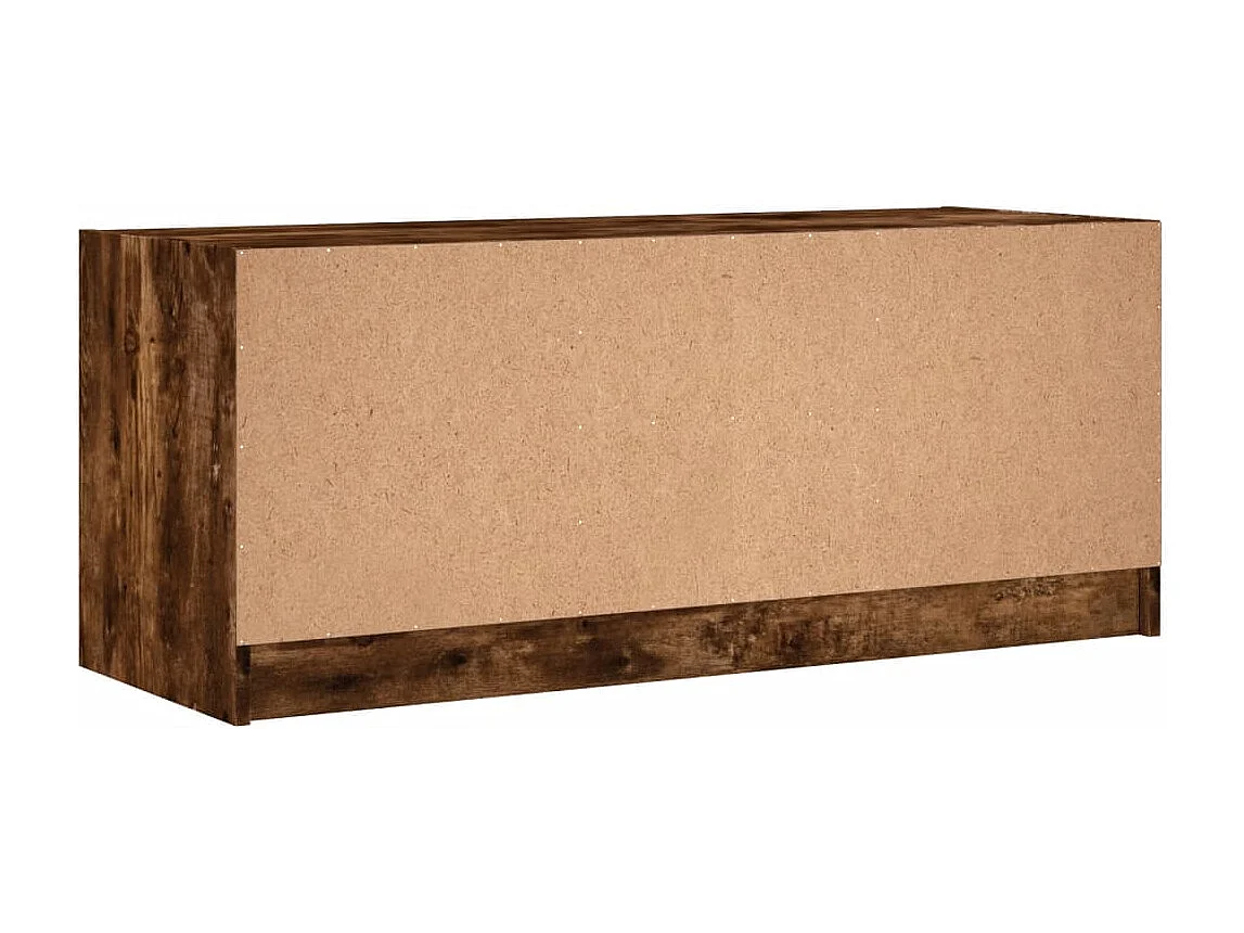 Fyrdir  Meuble TV avec portes en verre chêne fumé 102x37x42 cm