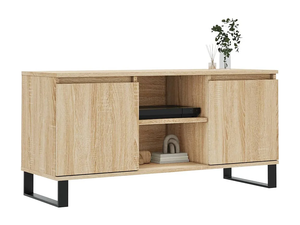 Sigtrud  Meuble TV chêne sonoma 104x35x50 cm bois d'ingénierie