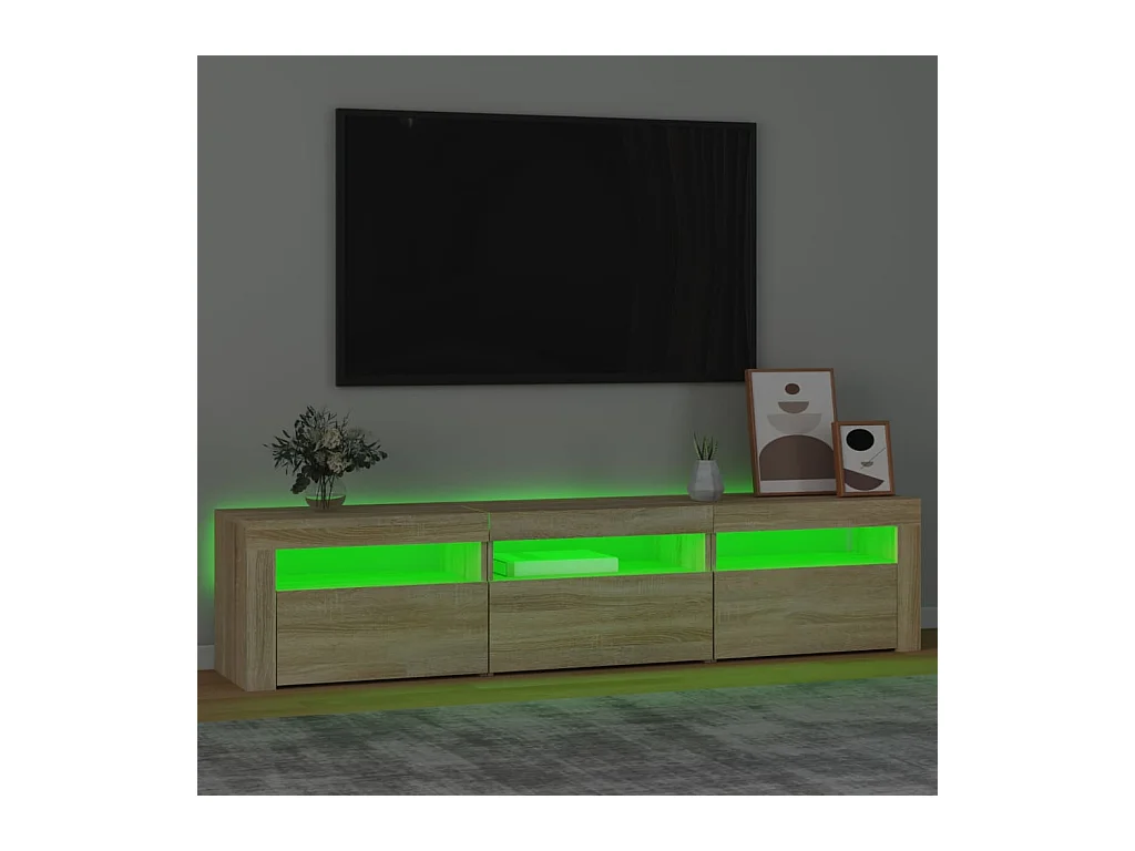 Vleteren  Meuble TV avec lumières LED Chêne sonoma 180x35x40 cm